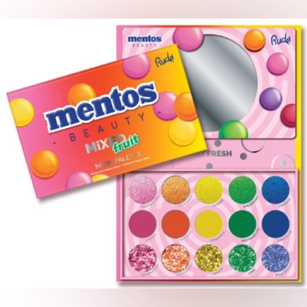 Mentos x Rude Cosmetics Mix Fruit Neon Eyeshadow Palette NEW